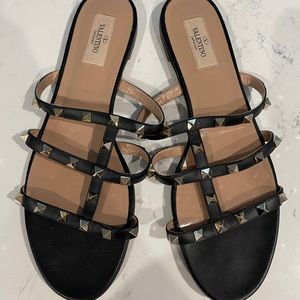 Valentino Garavani rock stud caged slide sandals size 40.5